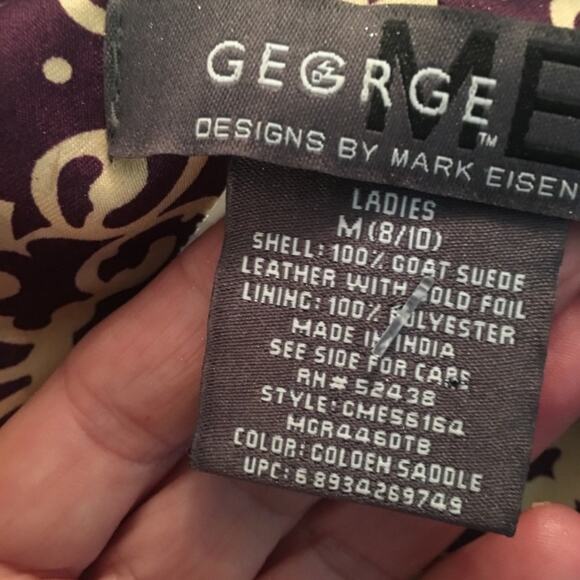 VINTAGE 90's GEORGE BY MARK EISEN GOLD FOIL LEATHER JACKET M - Picture 3 of 4